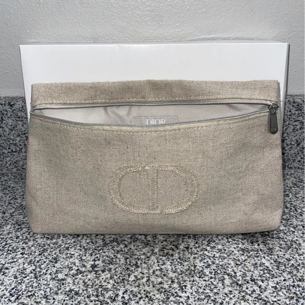 💄 NEW 〰️ DIOR Linen TROUSSE Pouch - Picture 2 of 10